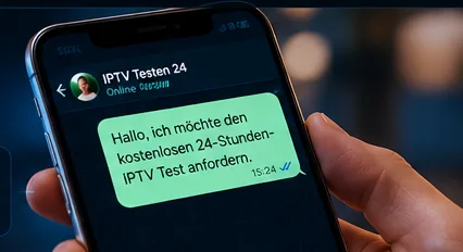 Illustration einer WhatsApp-Anfrage für den kostenlosen 24-Stunden-Test
